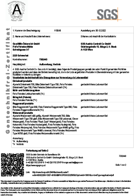 SGS-Zertifikat Gentechnikfrei