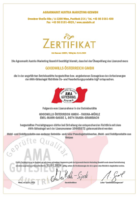 AMA-Gütesiegel Fini’s Feinstes Mühle