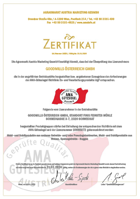 AMA-Gütesiegel Fini’s Feinstes Mühle