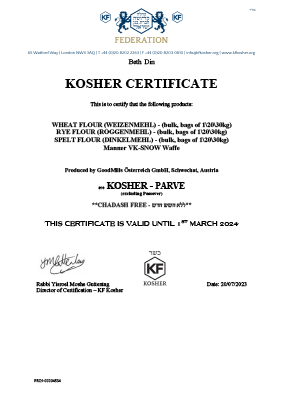 Kosher-Zertifikat Fini’s Feinstes Mühle – EN (pdf)